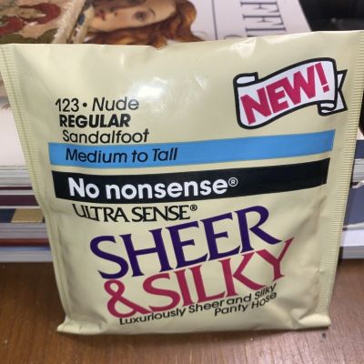 Vintage No Nonsense Ultra Sense Sheer & Silky Panty Hose-Nude-Medium to Tall-NOS