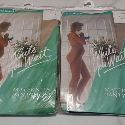 While You Wait Maternity Pantyhose Sheer Support 70297 Beige & Jet Black Size A