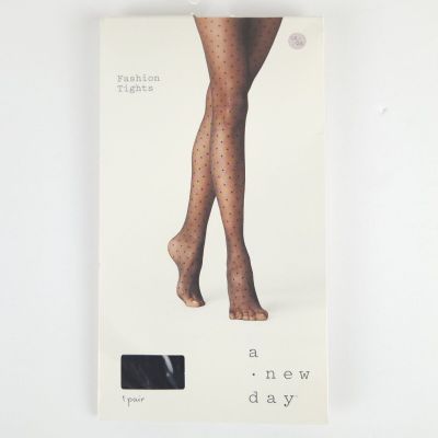 1 Pack A New Day Fashion Tights Pantyhose with Dots BLACK EBONY 1X/2X