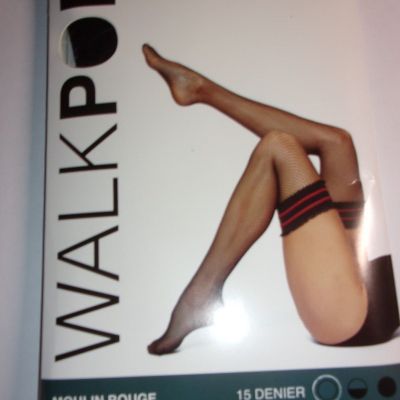 Walkpop Moulin Rouge 15 Denier fishnet stockings with lace M /3
