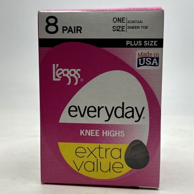L'eggs Everyday Knee Highs 8 Pair One Size Off Brown Sheer Toe