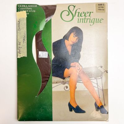 Vintage Sheer Intrigue Ultra Sheer Pantyhose - Size C - Coffee Brown