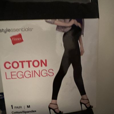NEW Hanes Women's Style Essentials Cotton Spandex Leggings Heather Gray Med