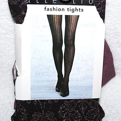 Attention Purple Floral Control Top Fashion Tights 1 Pair - Regular, Pick Size