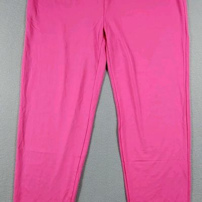 Hot Pink Elastic Waist Leggings Ankle Length Stretchy Womens Size XXL