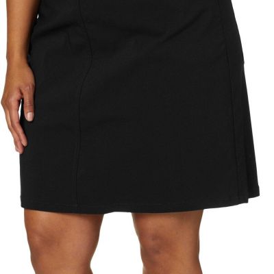 Plus Size Essentials Tech Stretch Pull on Skort with Elastic Wasitband - Black