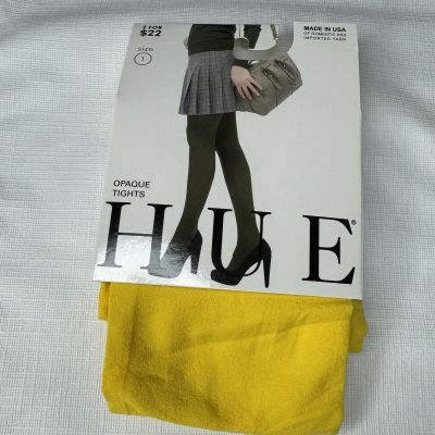 HUE Sunglow Yellow Opaque Tights Womens Size 1 U4689 New