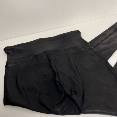 SPANX Faux Leather Leggings Women's Small Petite P S Black 2437 Pant 1967