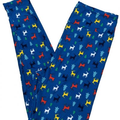 LuLaRoe Womens Leggings Size TC2 Reindeer Dream Christmas Holiday Plus 18+ NWT