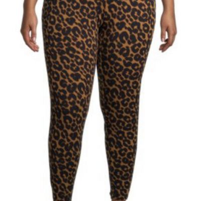 TERRA & SKY Womens Leopard Pattern Leggings Size 2X 20W-22W High Rise New