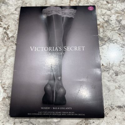 Victorias Secret SEXY Hosiery Lace Top Thigh Highs w/ Reinforced Heel Medium
