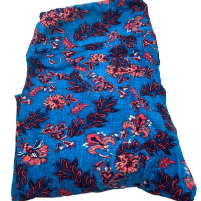 LuLaRoe TC Leggings Bright Blue with Flowers cr-16
