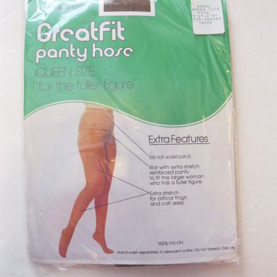 NEW Taupe Pantyhose Size QUEEN STOCKINGS Nylons Panel GreatFit XL NIP