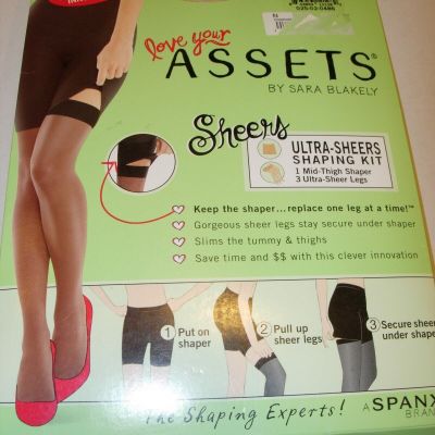 WOMEN nude love your assets sheer shaping kit THIGH HIGH HIGHS STOCKINGS SIZE 2