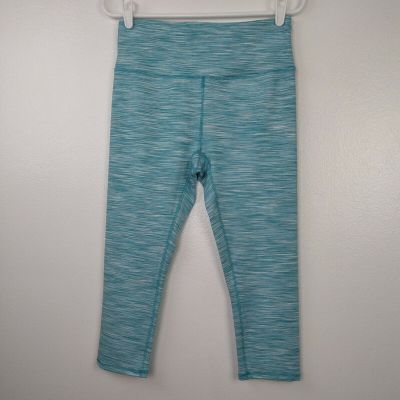 RBX Leggings W28 L21 Cropped Capri Turquoise Space Dye Stripe Activewear