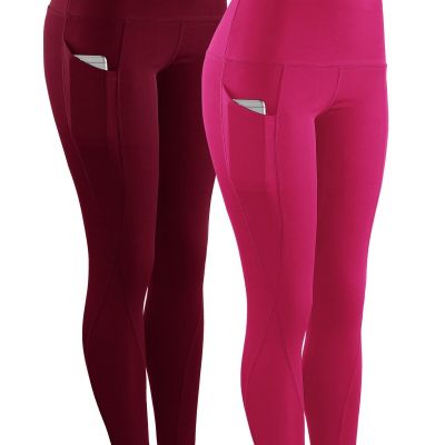 2 Pack Tummy Control High Waist Running Workout Leggings,9017,Red,Rose Red,3XL