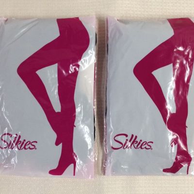 Silkies Ultra Shapely Perfection Pantyhose - Size XL Queen  - JET BLACK - 2 PKGS