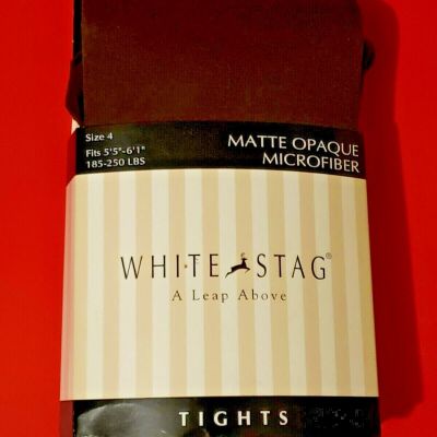 NWT 80's White Stag Size 4 (185-250 lbs.) Tights Matte Opaque Microfiber BROWN