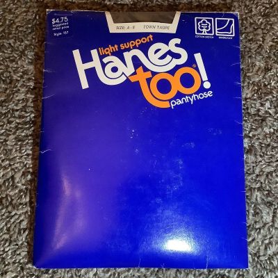 Vintage Hanes Too! light support pantyhose, color town taupe, size: AB