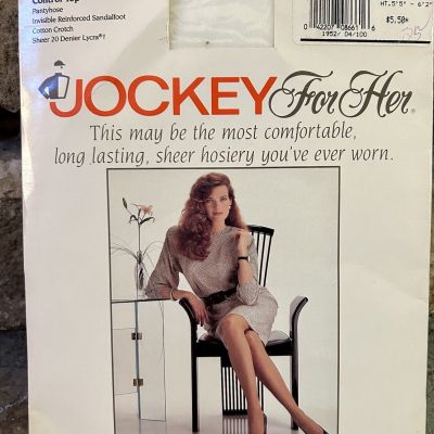 Jockey For Her Control Top Pantyhose Sandalfoot VTG 1991 Size Medium Tall White