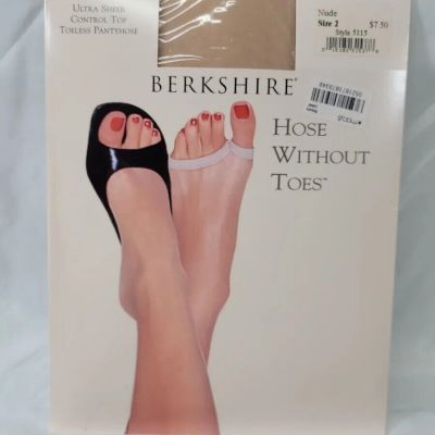 Berkshire Hose Without Toes Plus Sz 3 Nude Sheer Control Top Toeless Pantyhose