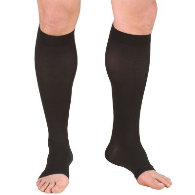 Truform Stockings Knee High Open Toe: 30-40 mmHg XL BLACK (0845BL-XL)