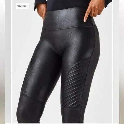 Spanx Vegan Leather  Shiny Moto Leggings Black Small FREE SHIP