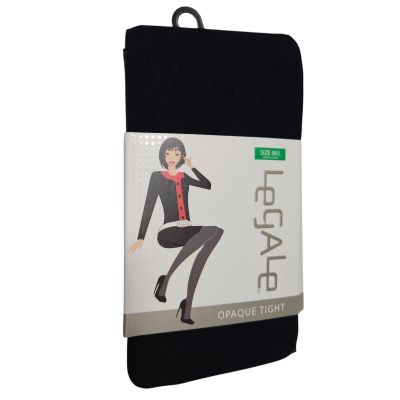 Legale Black Opaque Tights Womens Size M L Fashion Stockings 5'4-5'11 130-175lbs