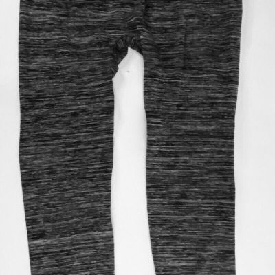 Womens Black Heather Fleece 3/4 Length Fashion Leggings One Size