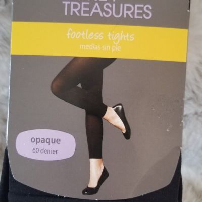 Secret Treasures  Size 5  Footless Tights  Black Opaque  Plus Size  NEW  5'5 To