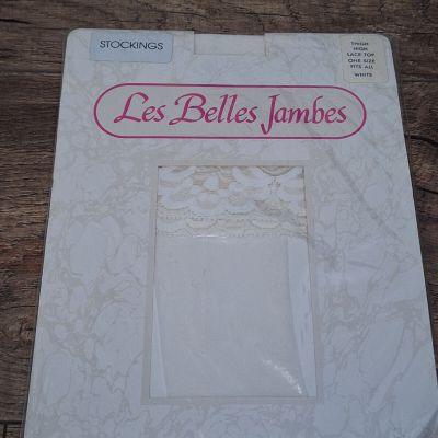 VINTAGE USA  LES BELLES JAMBES LACE TOP WHITE  THIGH HIGH SZ ONE SIZE FITS ALL