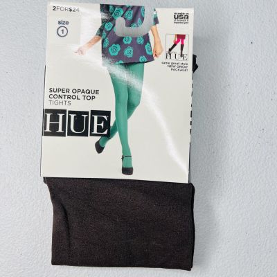 Hue Super Opaque Control Top Tights Espresso Size 1 New 1 Pair Pack