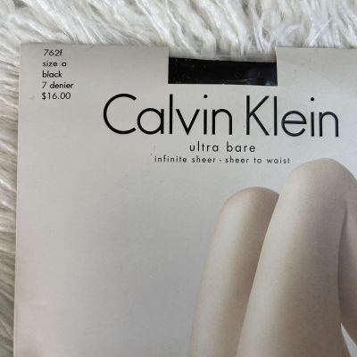 Calvin Klein Ultra Bare Infinite Sheer Waist Pantyhose 762f Sz A Black 7 Denier