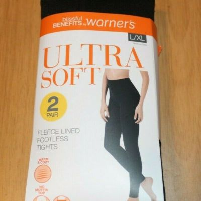 NEW 2 Pack L XL Ultra Soft Fleece Lined Footless Tights Blissful Benefits Warner