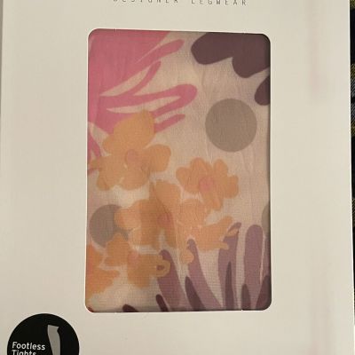 NEW Pamela Mann Designer  Floral Footless Patterned Tights Made In Italy????????