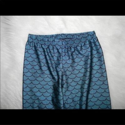 Mermaid Blue Shiny Soft Leggings Pants. Size Medium. Pre-loved in Good Condition