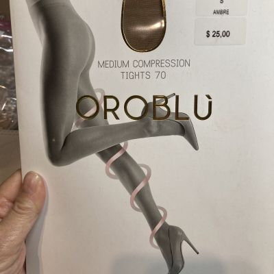 oroblu medium compression tights 70 size small ambre italy fb2