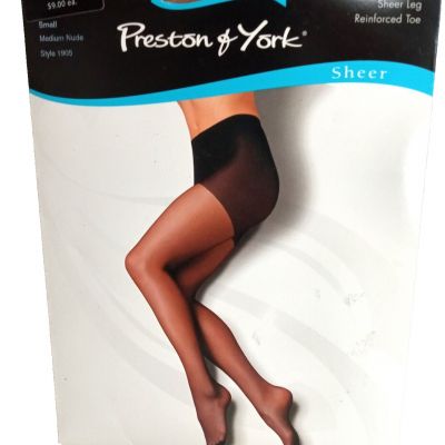 Preston & York, Dillards Small NUDE Sheer Pantyhose Control Top #1905 NEW