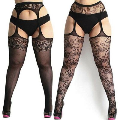 Sexy Womens Fashion fishnet tights Plus Size Lace Suspender Pantyhose Stocking