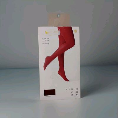 A New Day Opaque Tights 50 Denier Bing Cherry Red Small/ Medium 1 Pair New