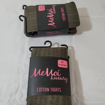MeMoi Luxury Women's Cotton Tights Chocolate Chip Contrast Stripe Size M/L NEW