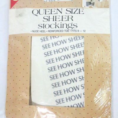 Woman Sz Queen 9-12 Foot Size Sheer White Knee High Stockings