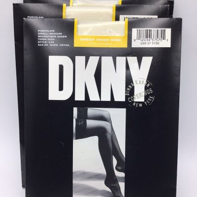 New DKNY Sheer Thigh High Stockings Small/Medium Porcelain USA Lot Of 3