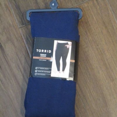 TORRID FULL LENGTH SIGNATURE WAIST BLUE POCKET LEGGINGS SIZE 6 (6X/ 30)