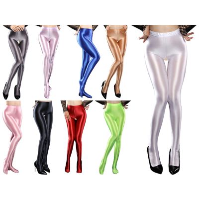 US Womens Pantyhose Shiny Tights Bodycon Underwear Crotchless Suspender Sports