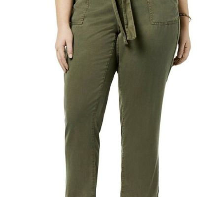 Style & Co. Women's Plus High Rise Soft Belted Pants Green 20W(40