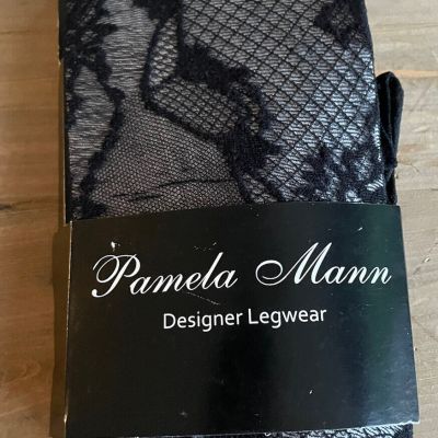 Pamela Mann Designer Legwear Lash Mesh Tights In Black One Size Made In Italy