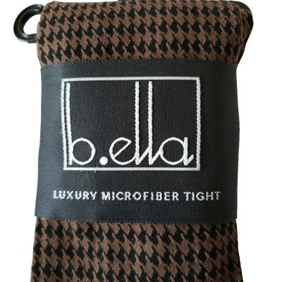 B.ella Houndstooth Microfiber Tights Ladies Med Ukie Black Brown Pattern Socks