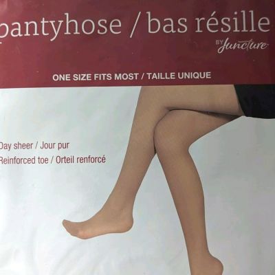 Juncture Day Sheer Beige Reinforced Toe Pantyhose/Tights One Size (S/M/L)