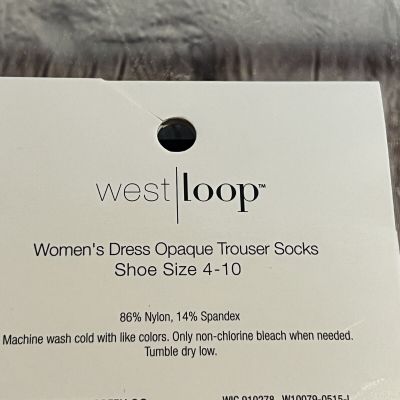 2 Pair West Loop Womens BlacK Knee High Socks Opaque Spandex Socks Size 4-10